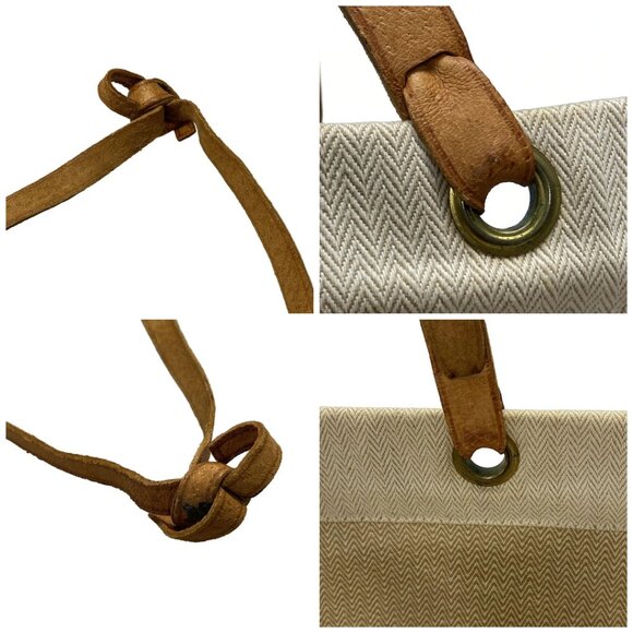 Auth HERMES Aline Cream Beige Cotton Leather Shoulder Bag - Picture 16 of 16